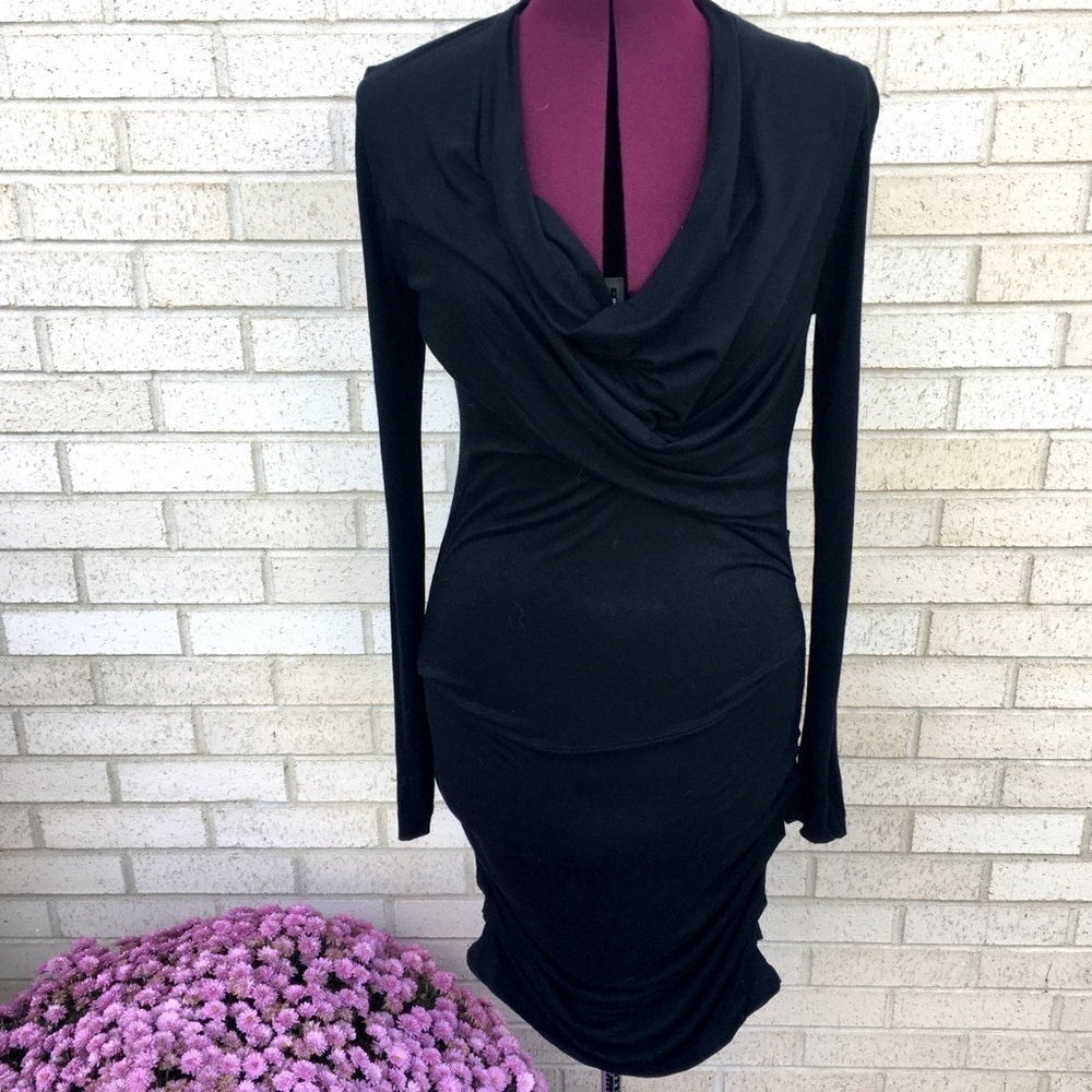 GAP Black Long Sleeve Dress Cowl Neck Classic Minimalist Size Medium